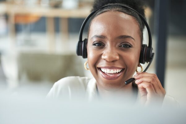 Black Woman Face Call Center And Phone Consultation